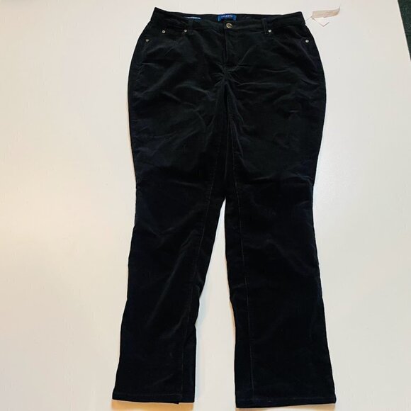NWT Talbots Pant Trouser High Rise Straight Leg Curvy Corduroy Black Slimming - Picture 2 of 13